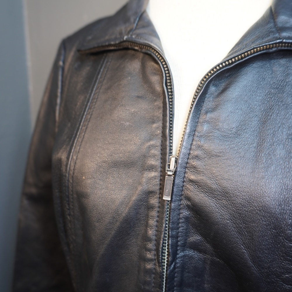 Sonoma Jean Company Womens Black Genuine Leather Button Down Jacket Size Small - Picture 4 of 7